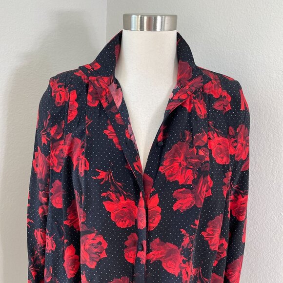 The Kooples Red and Black Floral Blouse - Picture 8 of 16